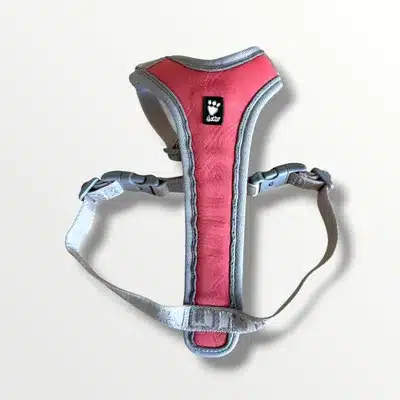 Hurtta Padded Dog Harness Cherry in 'Very good' condition, light grey and light red nylon. Fits chest circumference 35-45 cm.