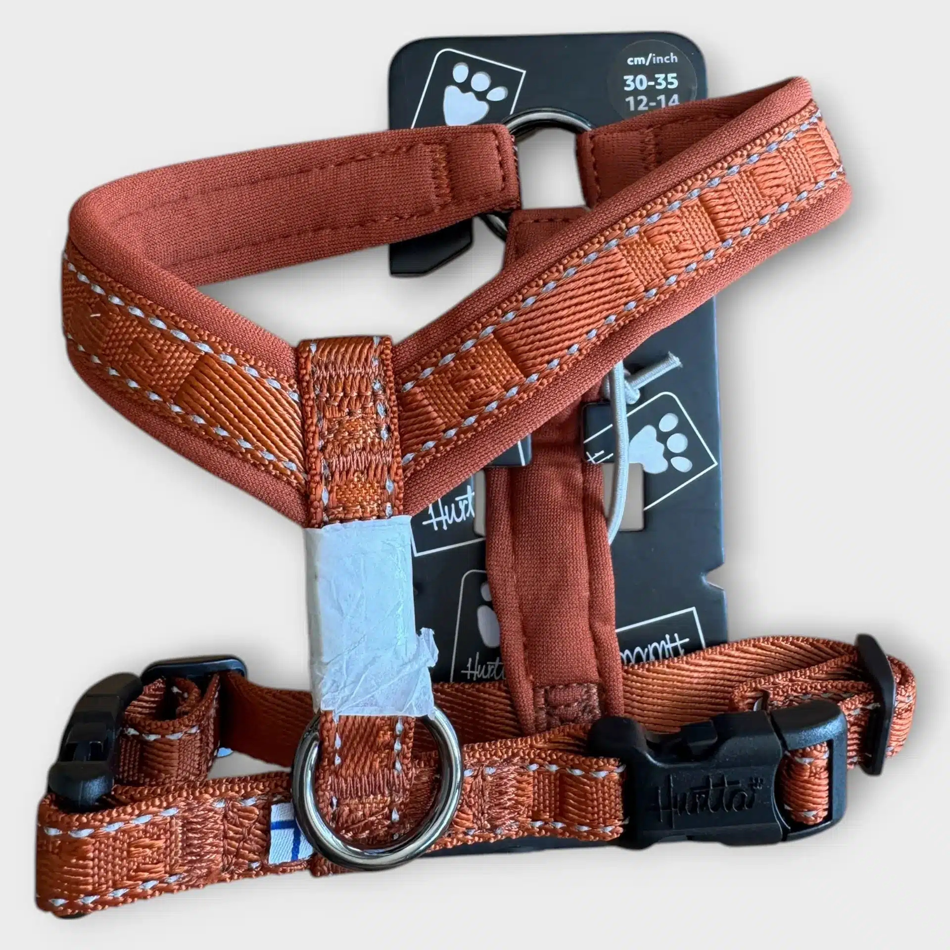 Unused brown Hurtta Casual Eko harness for dogs.